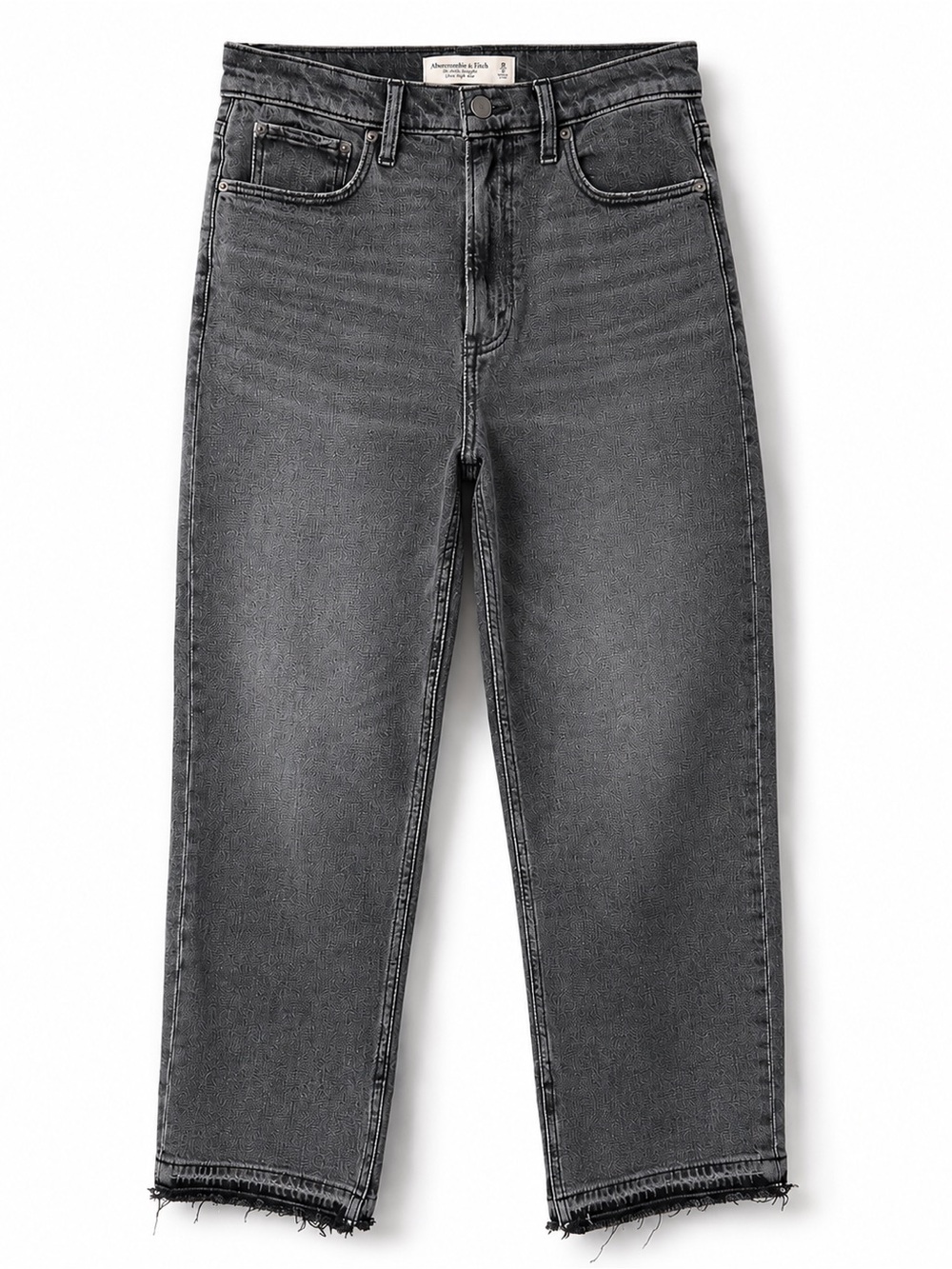 Abercrombie & Fitch Ultra High Rise Ankle Straight Gray Wash Raw Hem Jeans 8L